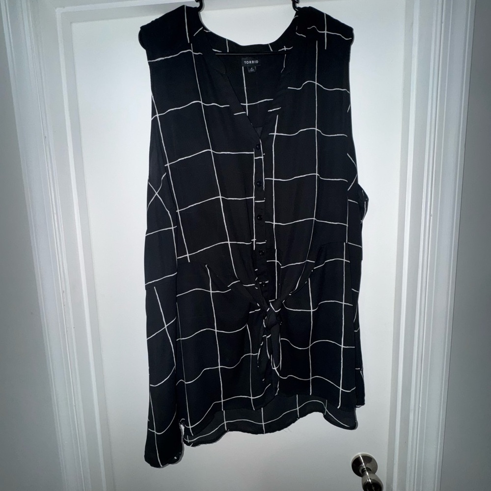 Torrid Black and White Checkered Blouse